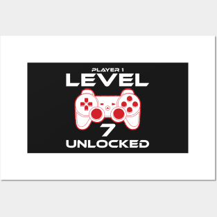 Level 7 Unlocked 7th Birthday Gamer Gift Posters and Art